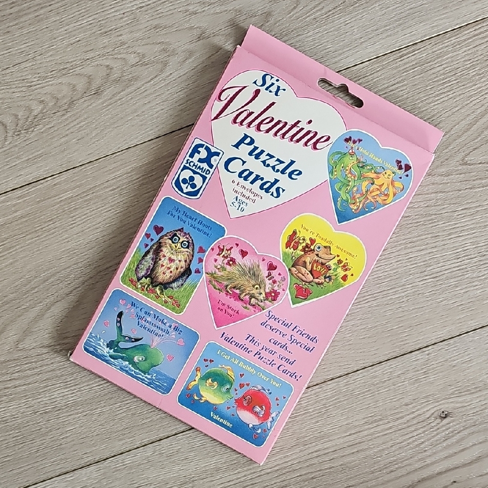 Vintage Valentines Day Puzzle Cards, 6 Puzzle Cards New